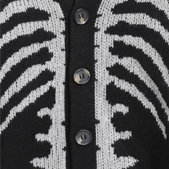 Skeleton V-Neck Knitted Cardigan