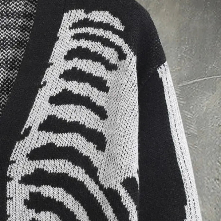 Skeleton V-Neck Knitted Cardigan