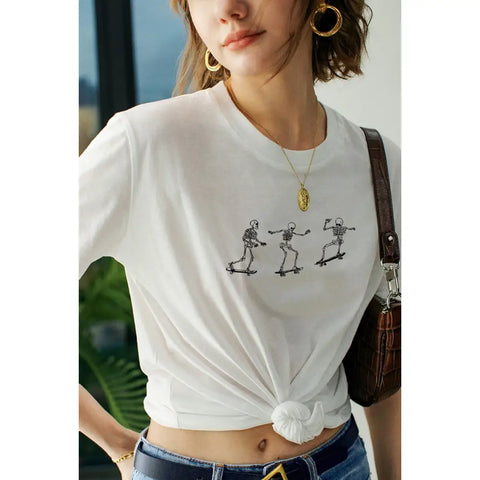 Skeletons Skateboarding Fashion T-Shirt