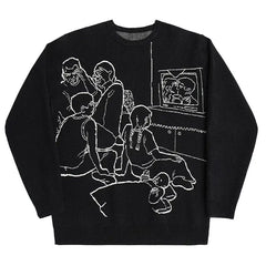Sketch Graphic Lines Sweater