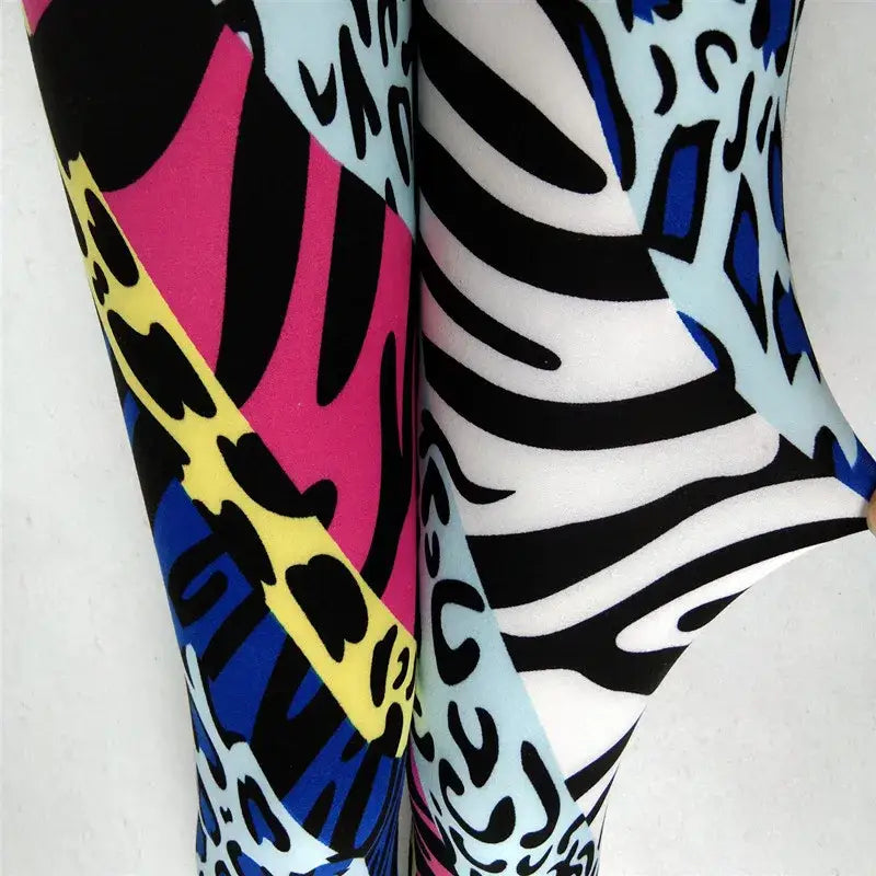 Skinny High Elastic Leopard Print Leggings - Multi Patch / M