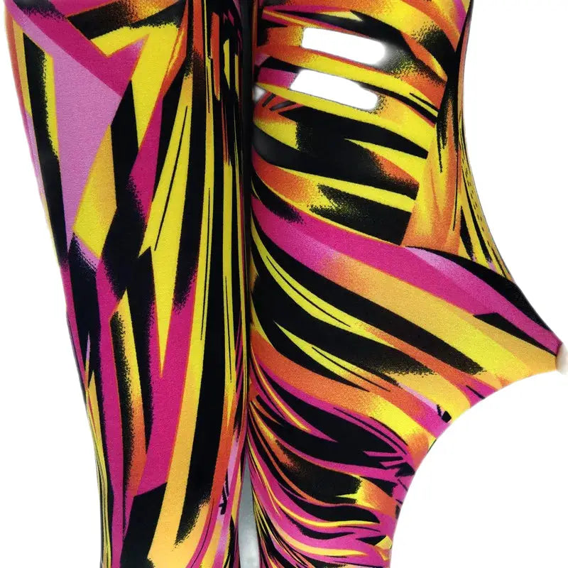 Skinny High Elastic Leopard Print Leggings - Yellow / M
