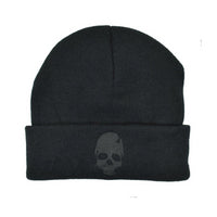 Thumbnail for Skull Embroidered Knitted Beanie - Black Logo / One Size
