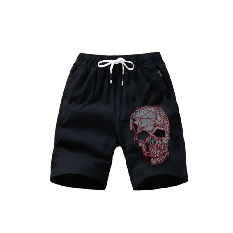 Skull Geometric Pattern Short Pants