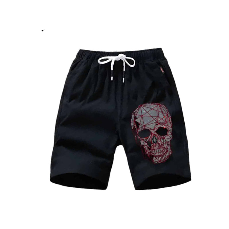 Skull Geometric Pattern Short Pants