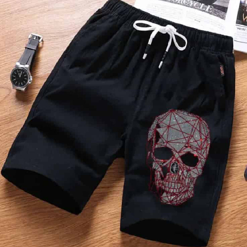 Skull Geometric Pattern Short Pants