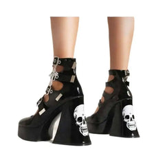 Skull Gothic Buckle Strap Round Toe Platform Shoes