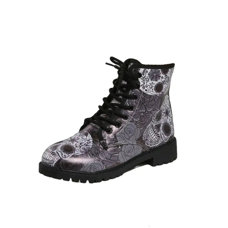 Skull Metallic Colors Short Boots Euro Size