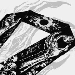 Skull Striped Knitted Scarf with Creative Pattern Black