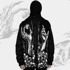 Skull Striped Knitted Scarf with Creative Pattern Black