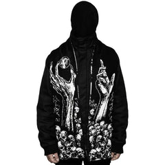 Skull Striped Knitted Scarf with Creative Pattern Black