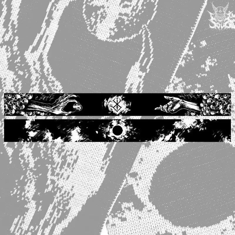 Skull Striped Knitted Scarf with Creative Pattern Black