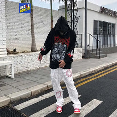 Skulls Graphic T Shirts High Street Men T Shirt Harajuku Long Sleeve T Shirts Woman Tshirts Oversized T Shirt