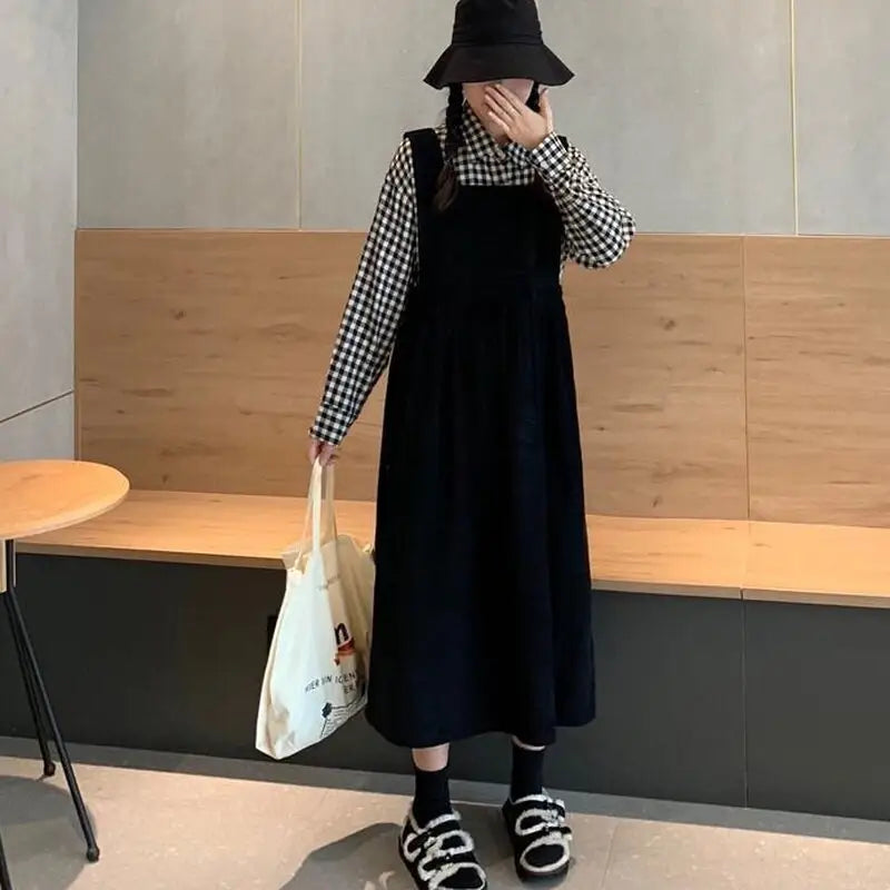 Sleeveless Cordury Dress with Cotton Polyester Fabric