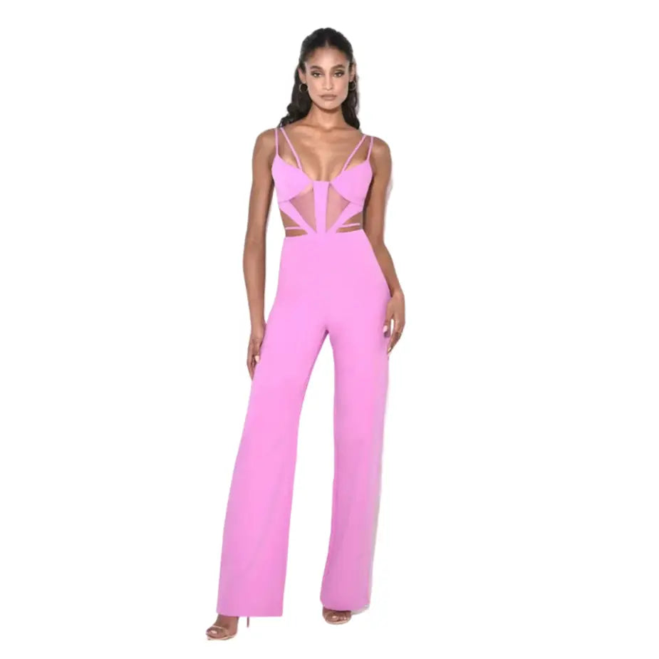 Sleeveless Pink Evening Jumpsuit