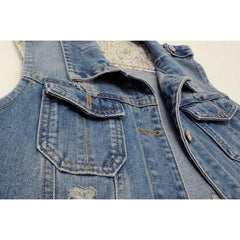 Sleeveless Slim Hole Jeans Vest