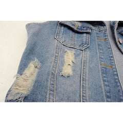 Sleeveless Slim Hole Jeans Vest