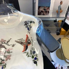 Slim Fit Bird Embroidery Sleeveless Vest