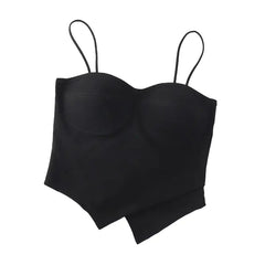 Slim Fit Spaghetti Straps And Built-In Bra Tank Top - Black