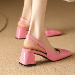 SlingBack Medium Square Heel Closed Toe Shoes