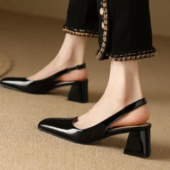 SlingBack Medium Square Heel Closed Toe Shoes