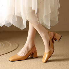 SlingBack Medium Square Heel Closed Toe Shoes