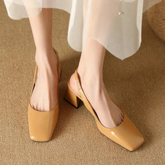 SlingBack Medium Square Heel Closed Toe Shoes