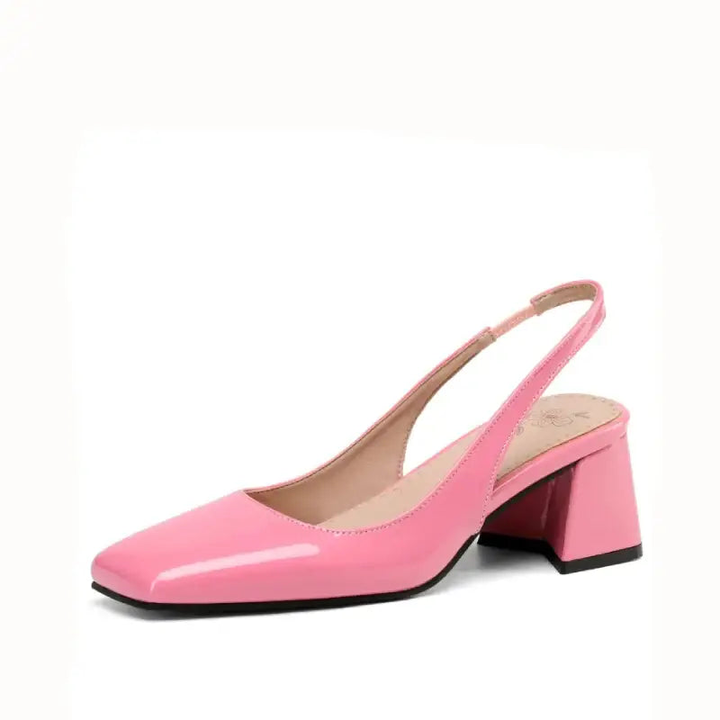 SlingBack Medium Square Heel Closed Toe Shoes - Pink / 4.5