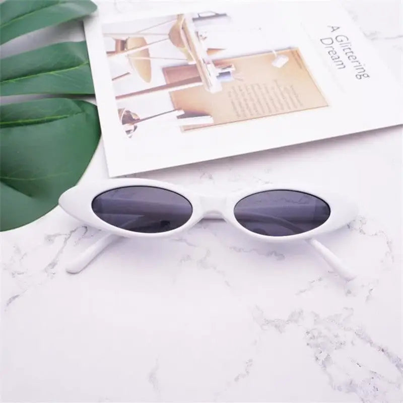Small Oval Eye Sunglasses - White Gray
