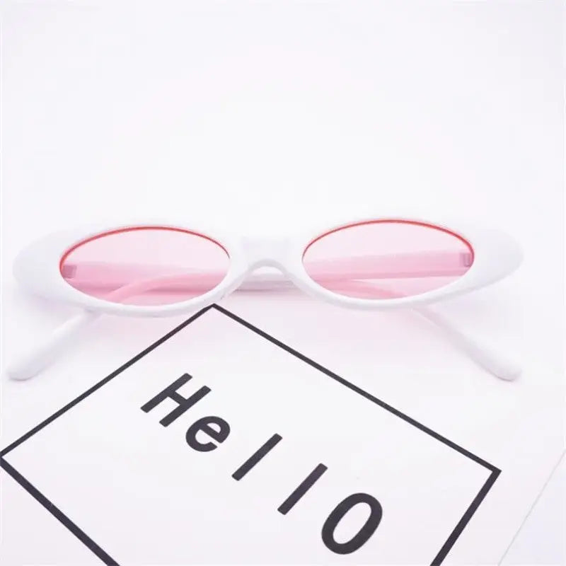 Small Oval Eye Sunglasses - White Pink