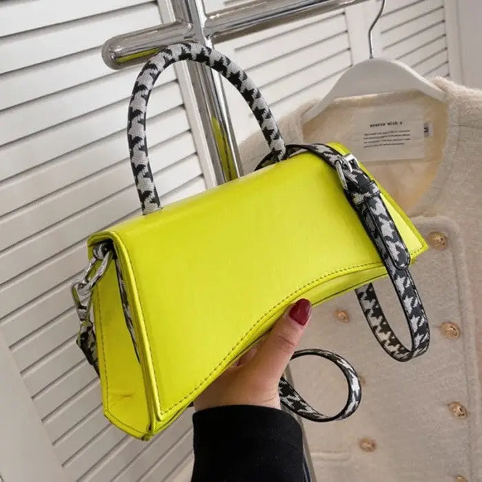 Small Shoulder and Hand With Thick Strap Bag - Yellow