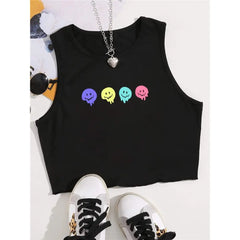 Smiley Cartoon Graphic Tank Top