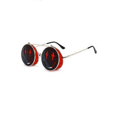 Smiling Face Flip Up Sunglasses - Black Red / One Size