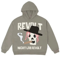 Smoking Skull Letter Print Hoodies