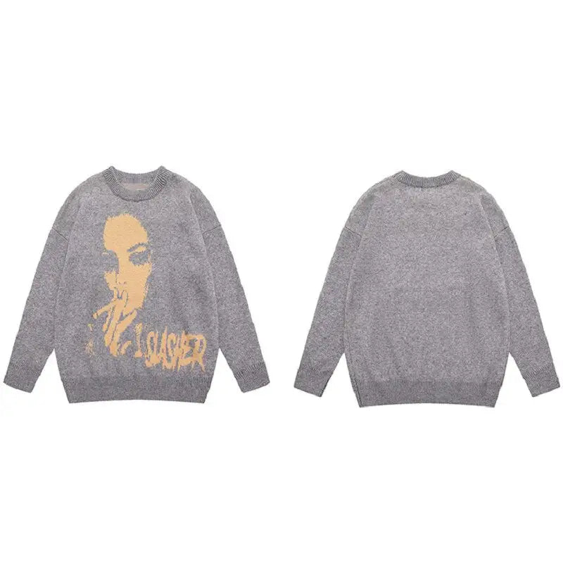 Smoking Slasher Graphic Knitted Sweater