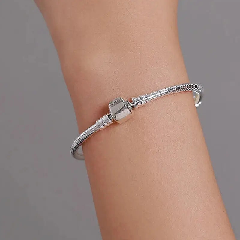 Snake Chain Bangle Silver Bracelet