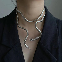 Snake Necklace - Silver - Necklaces