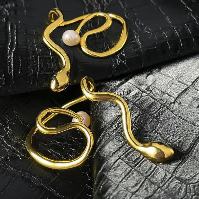 Snake Pearl Ear Cuff Earrings