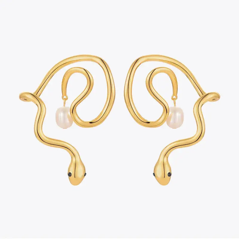 Snake Pearl Ear Cuff Earrings