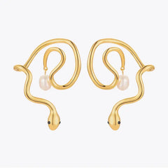 Snake Pearl Ear Cuff Earrings