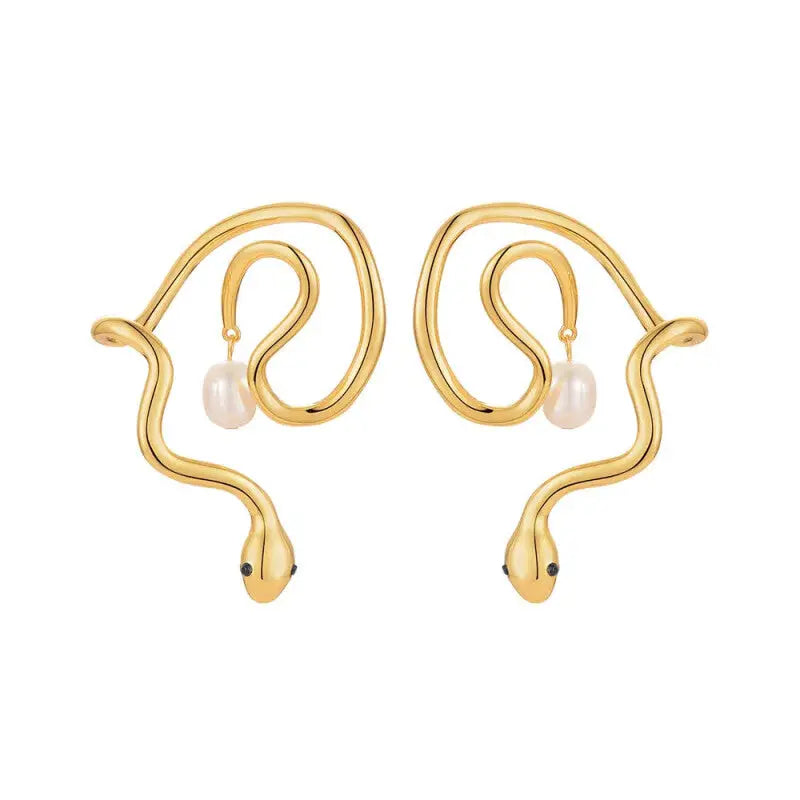 Snake Pearl Ear Cuff Earrings