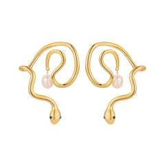 Snake Pearl Ear Cuff Earrings