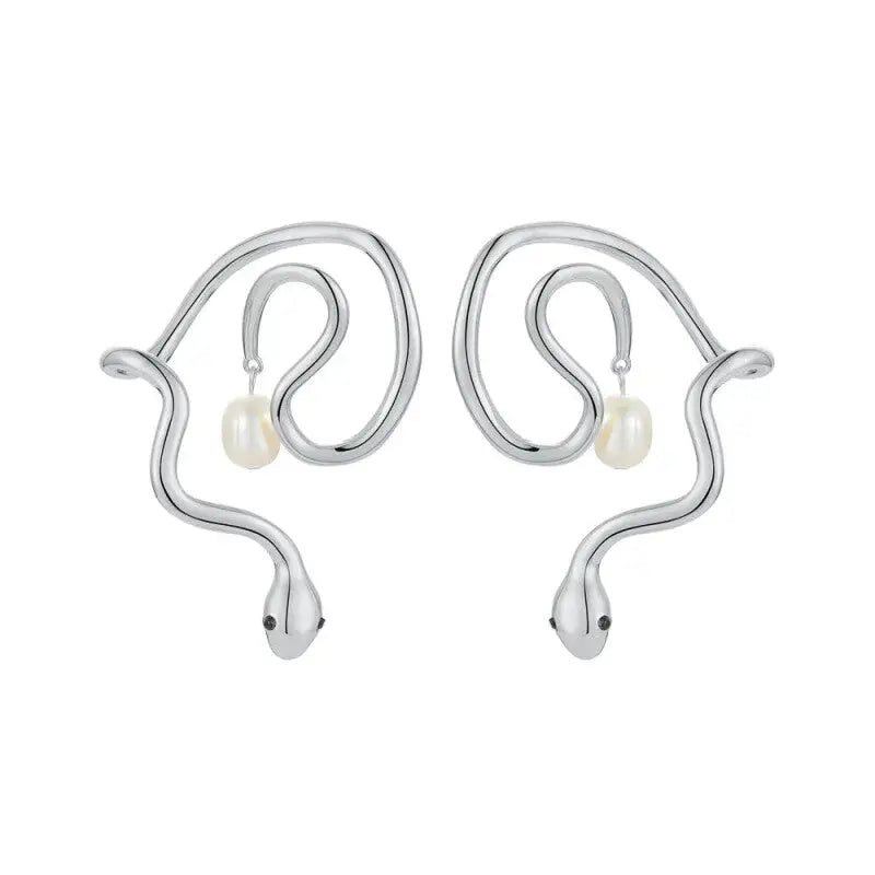 Snake Pearl Ear Cuff Earrings