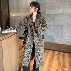 Snake Print Long Sleeve Overcoat