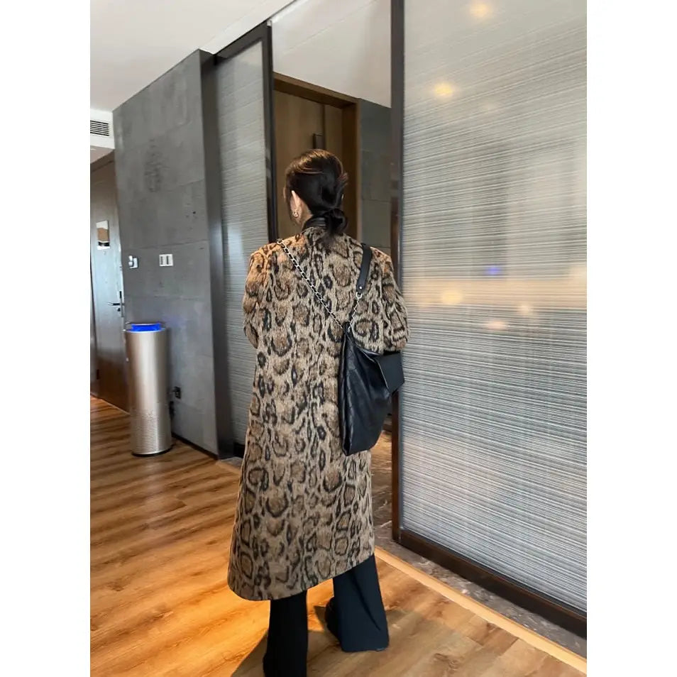 Snake Print Long Sleeve Overcoat