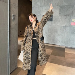 Snake Print Long Sleeve Overcoat