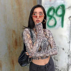 Snake Skin Sleeve Crop-Top