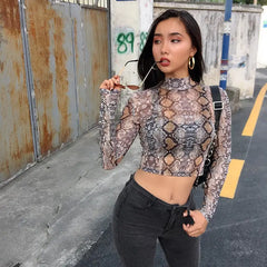 Snake Skin Sleeve Crop-Top