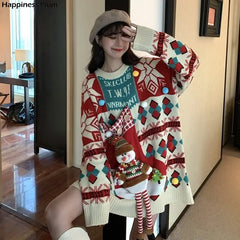 Snowman Christmas Long Thick Plus Oversize Sweater