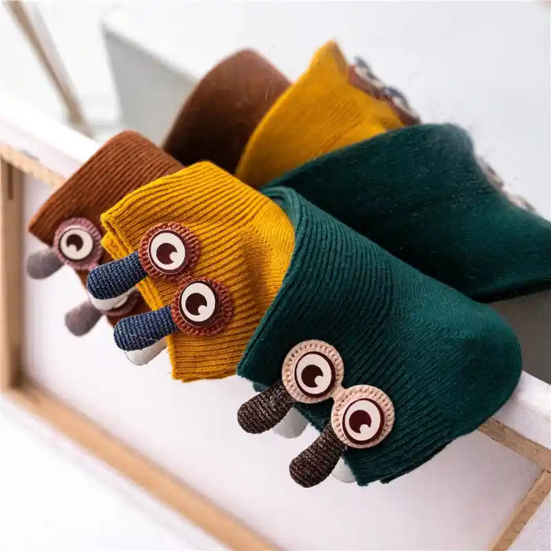 Soft Cotton Ankle Socks with Bunny Ears and 3D Eyes